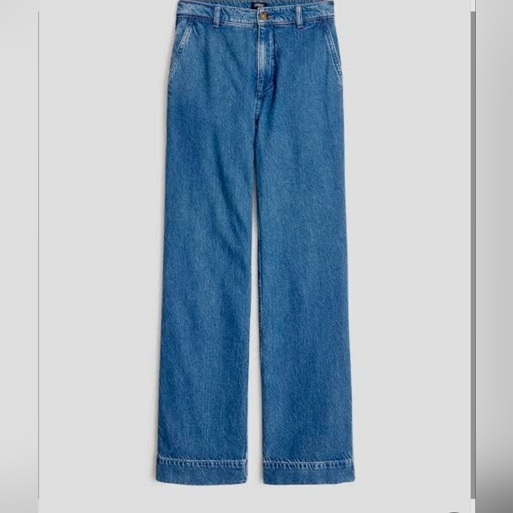 J.Crew Factory Drapey Wide-Leg Trouser Jeans Size 29P Petite Quiet Luxury